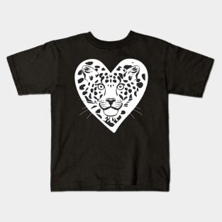 Wild Leopard Valentines Kids T-Shirt